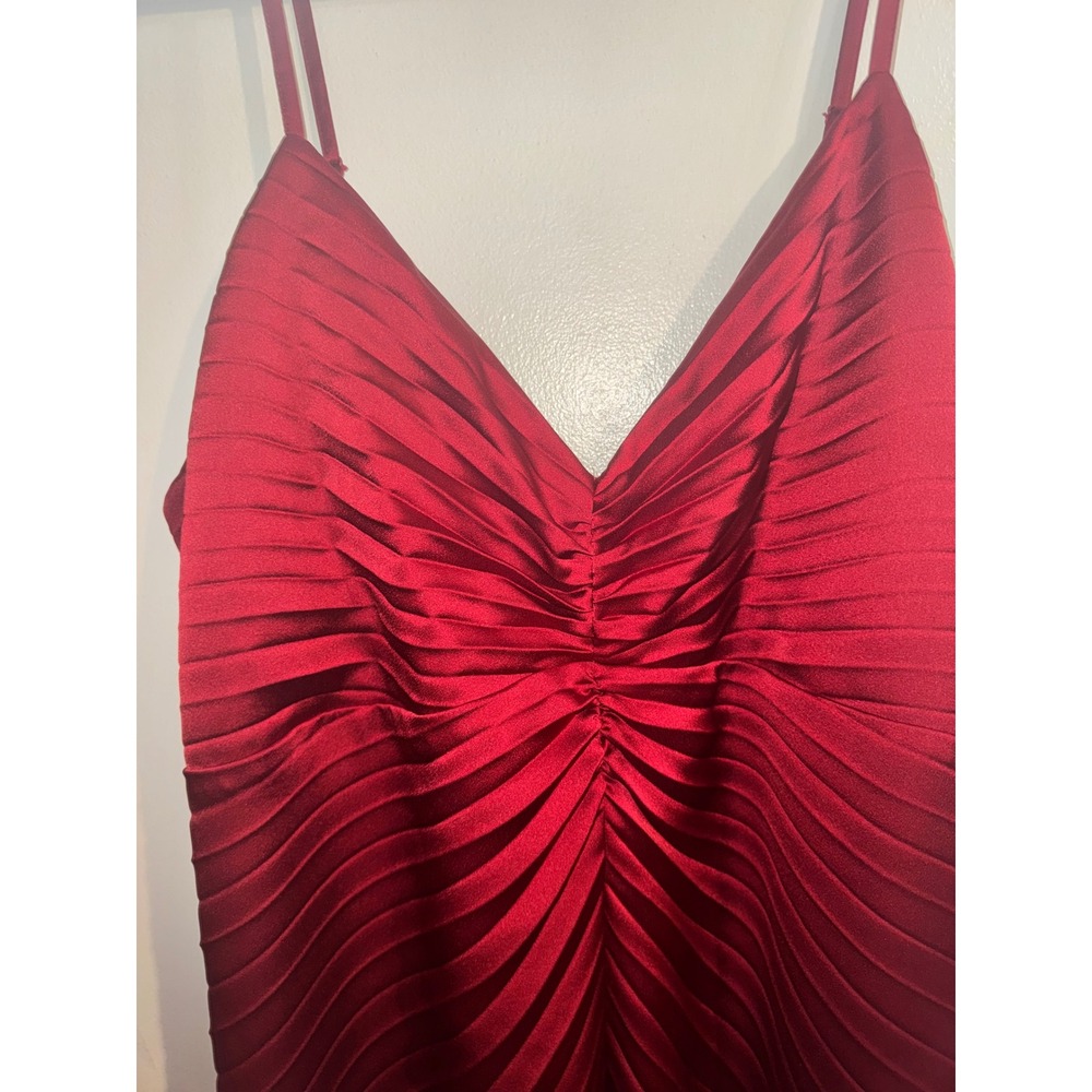 Abercrombie & Fitch Red Giselle Sunburst Pleated Maxi Dress Ruched XXL Tall - Picture 4 of 10